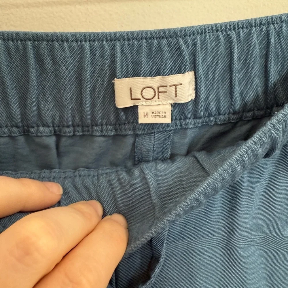 Loft Pull On Straight Leg Pants Blue Rayon Blend Size Medium